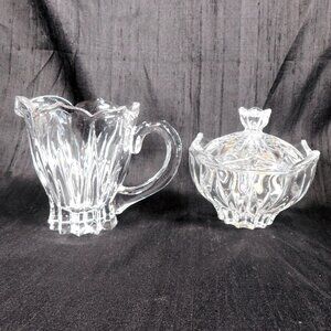 Gorham Lotus Crystal Sugar Bowl and Creamer Set  #26106